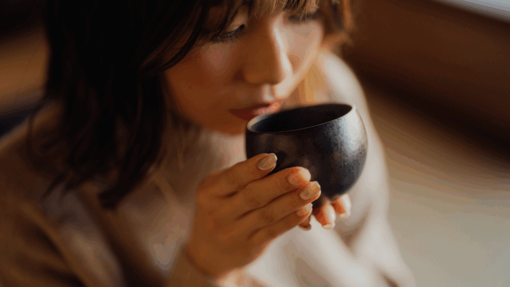 Japanese woman drinking tea